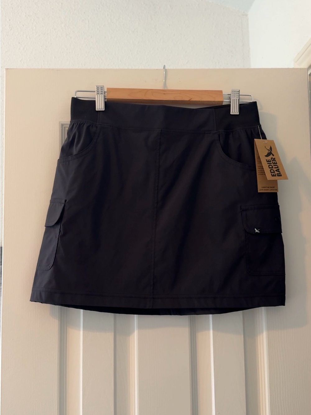 Eddie Bauer Christine Stretch Skort Black Small Cargo Pockets Built-In Shorts